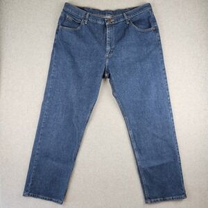 Wrangler Premium Quality Jeans Men's 38x30 Blue Denim Comfort Stretch Workwear